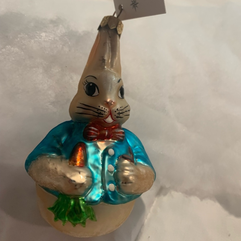 Radko Blue Rabbit Holiday Ornament - Picture 4 of 6